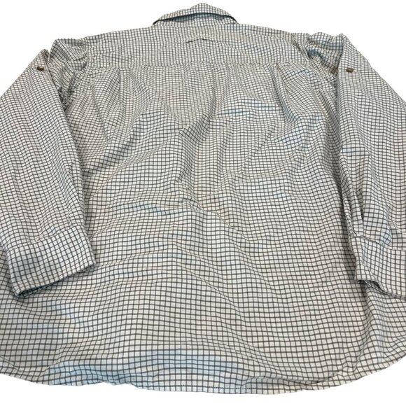 Eddie Bauer Tattersall Shirt Mens White Black Long Sleeve Nylon Size L - Picture 10 of 12